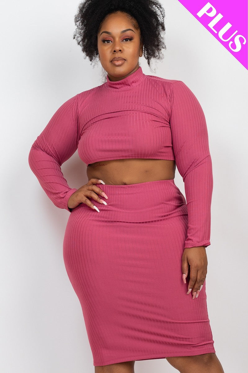 Plus Size Ribbed Mock Neck Crop Top ...